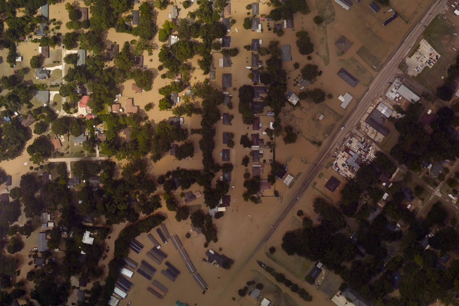 Flooded Denham Springs, Louisiana after 2016 floods